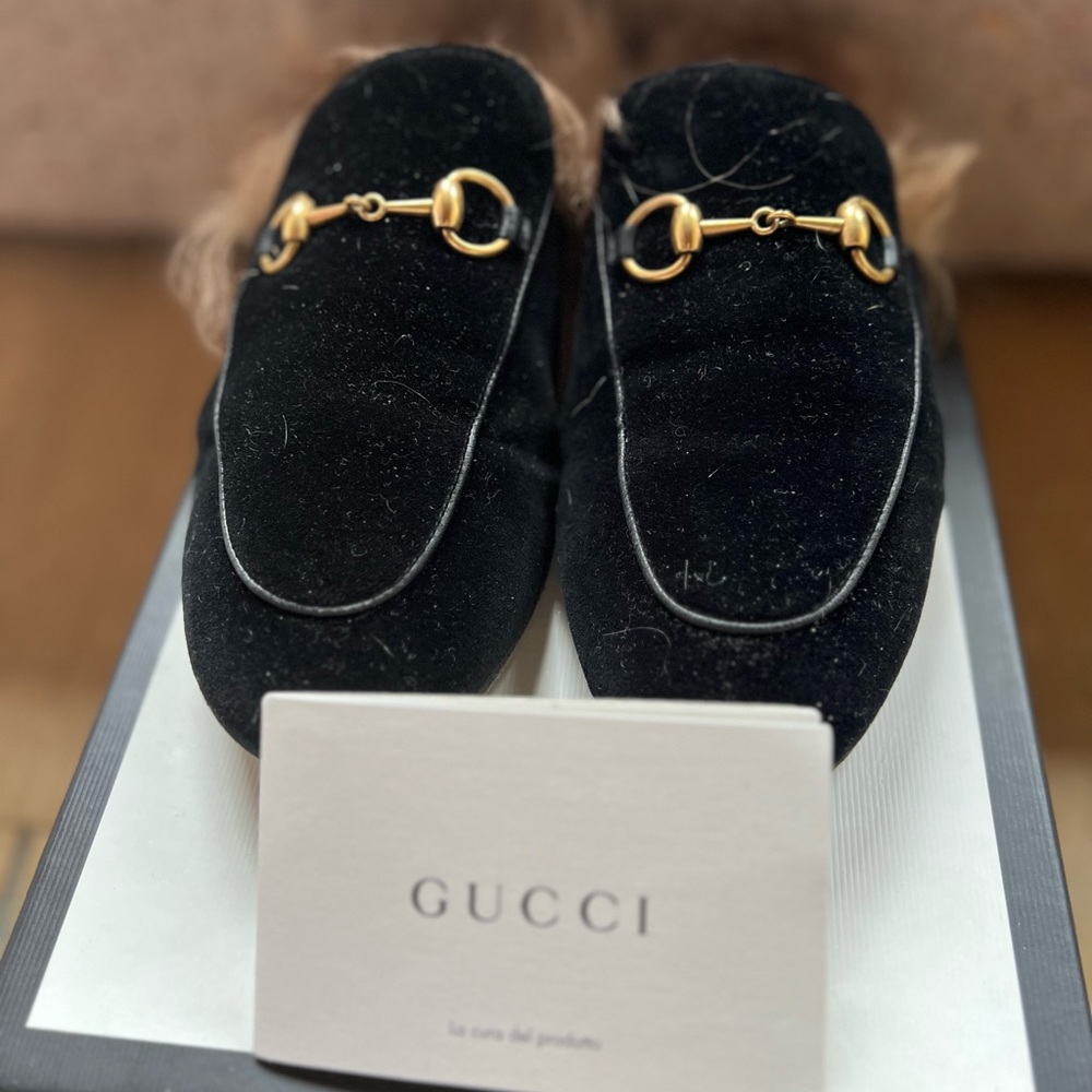 Gucci GG Velvet Horsebit Mules